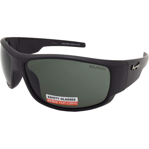 Mangrove Jacks Spider Safety Glasses C1 Black / Smoke Polarised Lenses