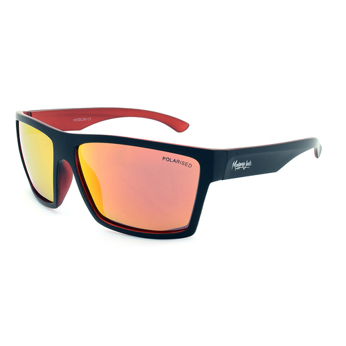 Mangrove Jacks Hoodlum C3 Matte Black / Red Revo Polarised Lenses