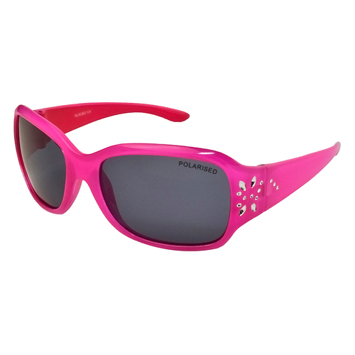 Mangrove Jacks Kids MJK062 C4 Crystal Rose Pink w Silver Butterfly / Smoke Polarised Lenses