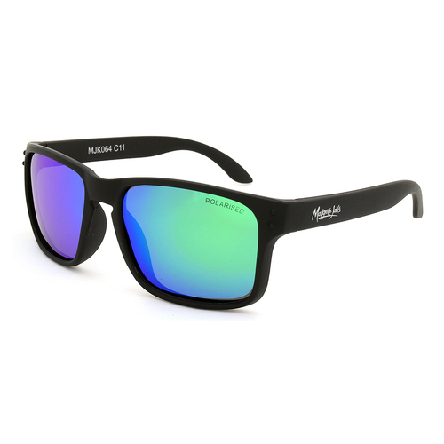 Mangrove Jacks Kids MJK064 C11 Matte Black / Green Revo Polarised Lenses