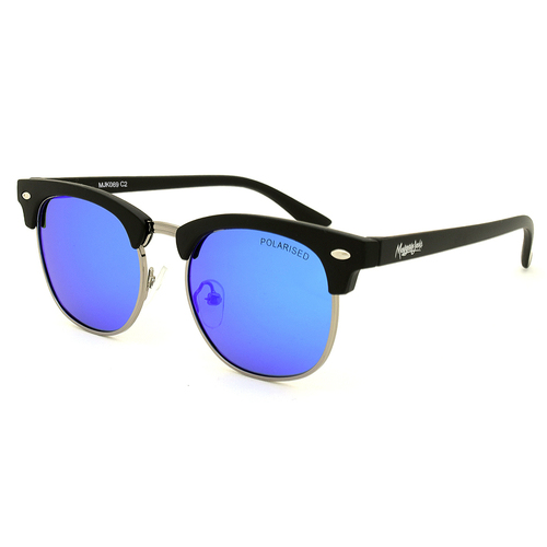 Mangrove Jacks Kids MJK069 C2 Matte Black & Light Gunmetal / Blue Mirror Polarised Lenses