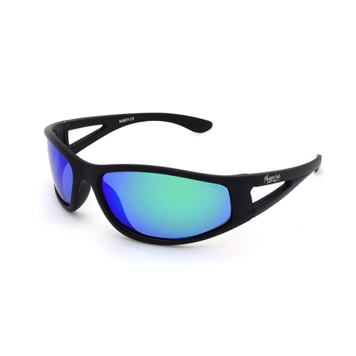 Mangrove Jacks Kids MJK071 C4 Matte Black / Green Revo Polarised Lenses