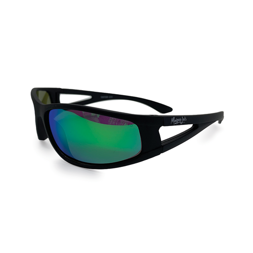 Mangrove Jacks Kids Gator C11 Matte Black / Green Revo Polarised Lenses